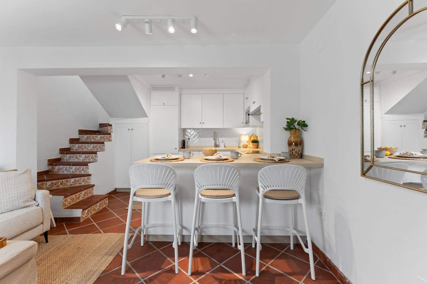 Kitchen island with stools